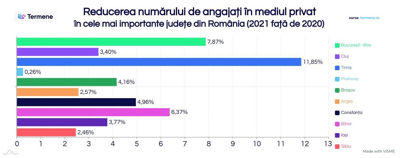 reducerea numarului de angajati in mediul privat